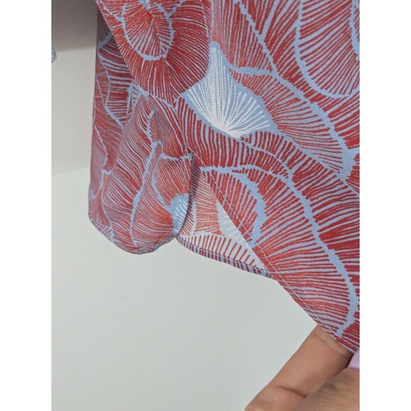 IVI Collection 100% Silk Blouse Light Blue Poppy Floral V neck Long Sleeve Sz 36 - Picture 5 of 9